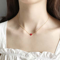 Internet only: Little Red Heart Choker Necklace