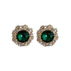 Green Rhinestone stud Earrings