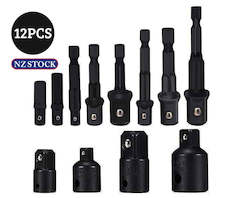 12Pc Drill Socket Adapter Set Bit 1/4" 3/8" 1/2"
