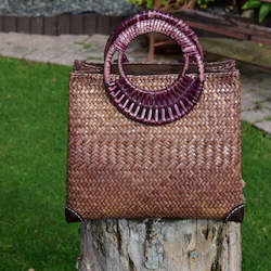 Distinctive Handwoven Krajood Bag with cane handles | yompai