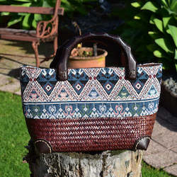 Handwoven Designer  Krajood Bag with Wooden Handles | yompai
