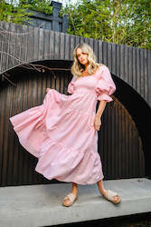 Adelaide Midi Dress - Pink Gingham