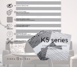 K5 Series Semi Blockout Zebra Blinds - 3 Colour Options Available