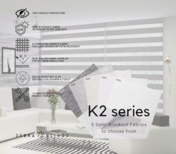 K2 Series Semi Blockout Zebra Blinds - 5 Colour Options Available