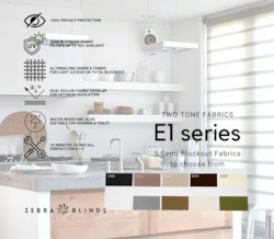 E1 Series Semi Blockout Zebra Blinds - 5 Colour Options Available