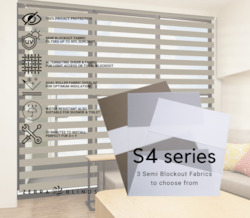 Blind: S4 Series Semi Blockout Zebra Blinds - 3 colour options
