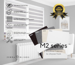 Blind: M2 Series Blockout Zebra Blinds - 4 Colour Options Available