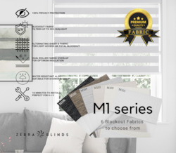 Blind: M1 Series Blockout Zebra Blinds - 6 Colour Options Available