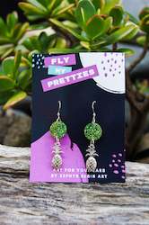Sale 1: Green Glitter Pineapple Drop Earrings