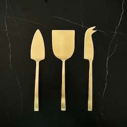 NEW Oro Cheese Knife Set of 3 GOLD