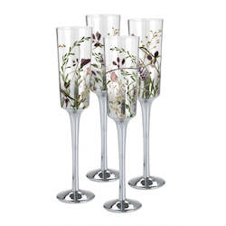 NEW Wildflower Champagne Flutes Set of 4  - PRE-ORDER FOR EARLY NOV