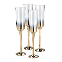 Kitchenware wholesaling: Cariso Gold Champagne Flutes set of 4 gift boxed