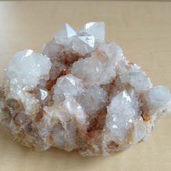 Crystals: Smooth, sharp, Clear Quartz crystal points and tiny druzy crystals for shine