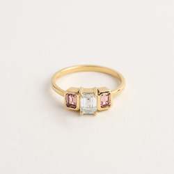 Gold smithing: Diamond and Pink Sapphire Ring
