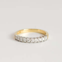 Single Claw Diamond Wedding Band in 18ct Yellow Gold and Platinum