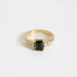 Gold smithing: Emerald Cut Sapphire & Diamond Five Stone Ring